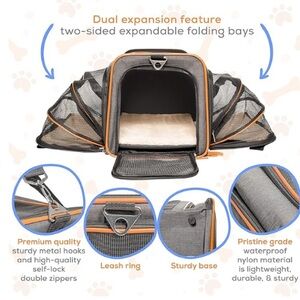 NEW Dog/Cat Carrier. Expandable Sides. Airline Approved.